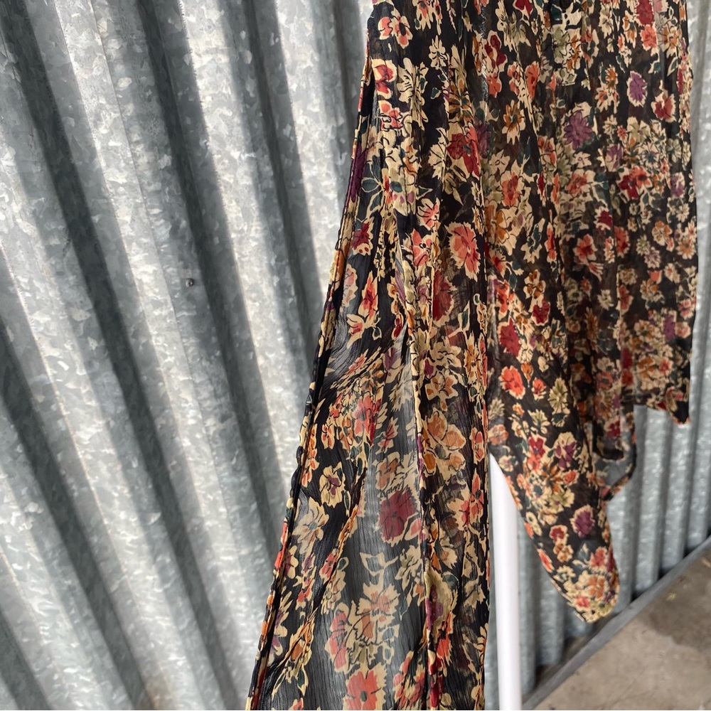 VTG Y2K 579 Multicolor Floral Chiffon Button Down Blouse Size Medium - Picture 2 of 5